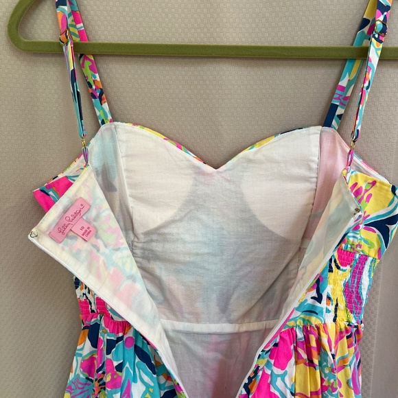 Lilly Pulitzer Christine Besame Mucho Smocked Poplin Fit & Flare Dress Sz10 - Picture 11 of 16